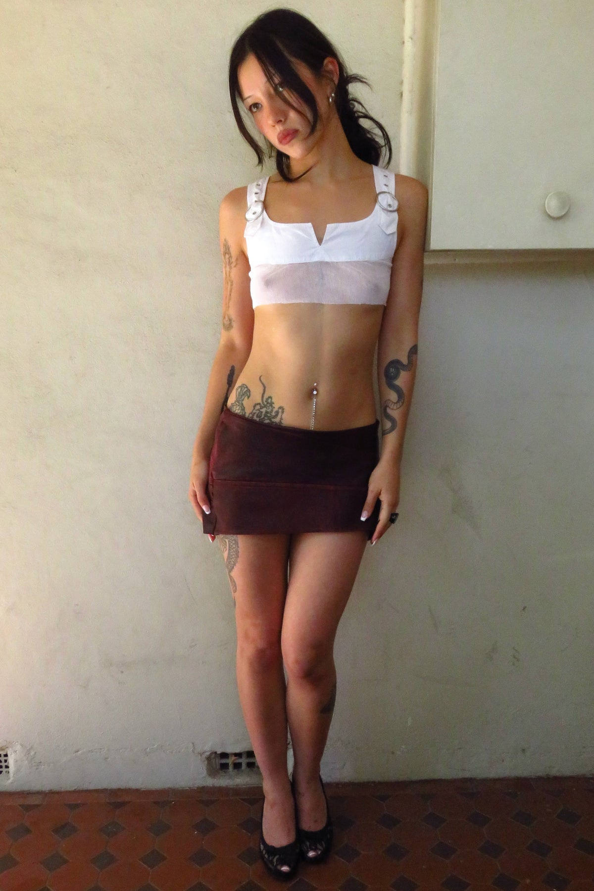 red mini leather skirt 2