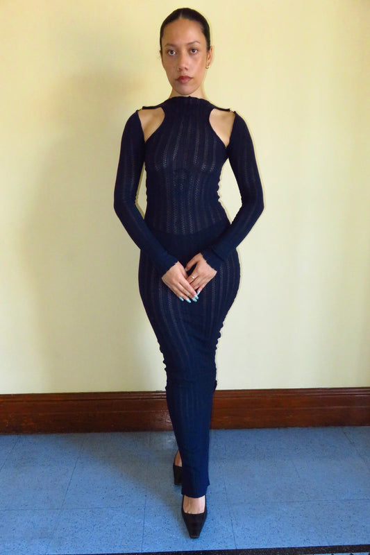 lacey knit dress w/ metal clasps*