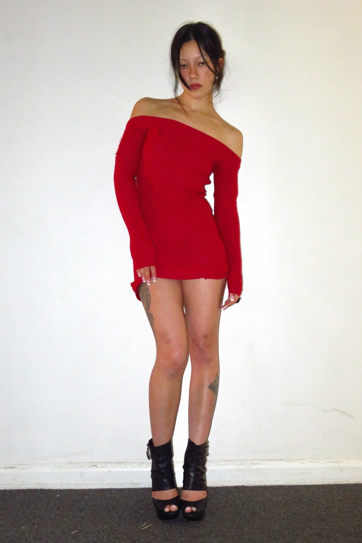 knitted cherry mini dress