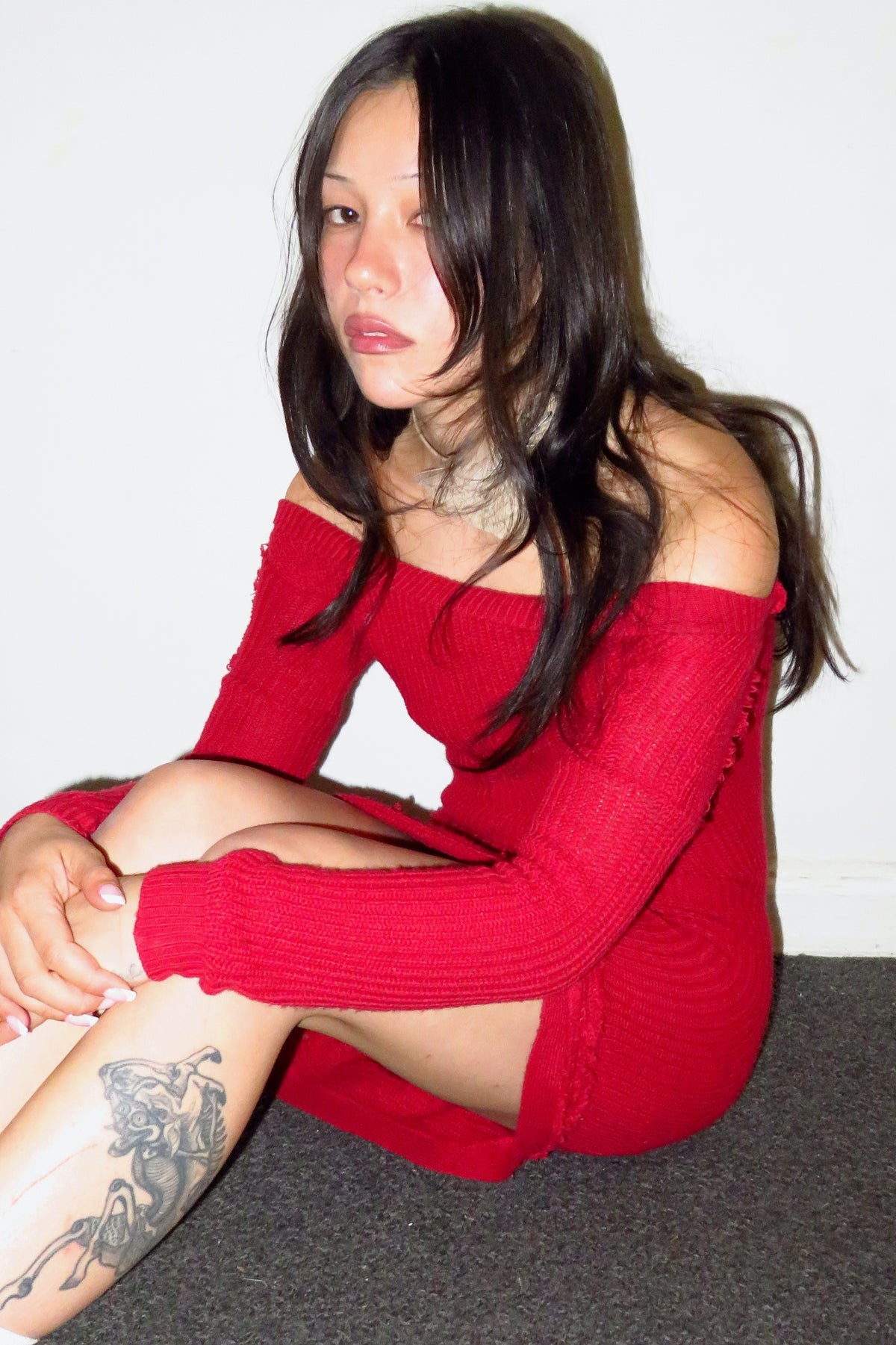 knitted cherry mini dress