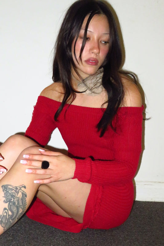 knitted cherry mini dress