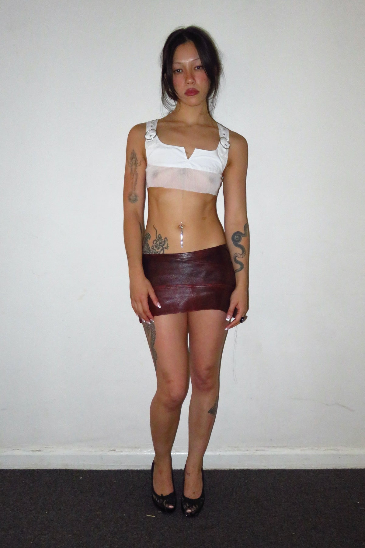 red mini leather skirt 2