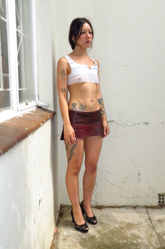 red mini leather skirt 2